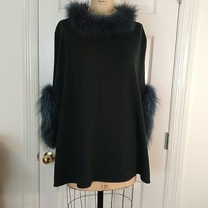 Love Token Fur Trimed Poncho